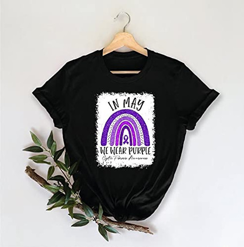 We Wear Purple Cystic Fibrosis Awareness Shirt- Cystic Fibrosis Is A Journey Shirt- Cystic Fibrosis Shirt- Purple Ribbon Shirt- Purple T-Shirt- Long Sleeve- Sweatshirt- Hoodie