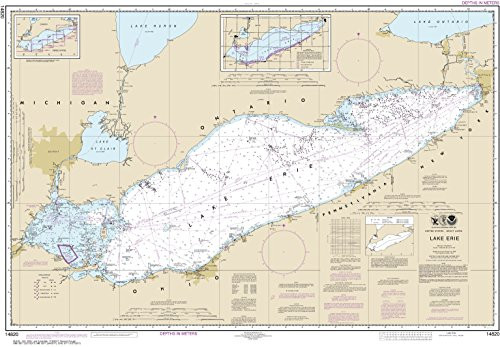 MapHouse NOAA Chart 14820 Lake Erie- 28.35inch X 40.91inch Paper Chart