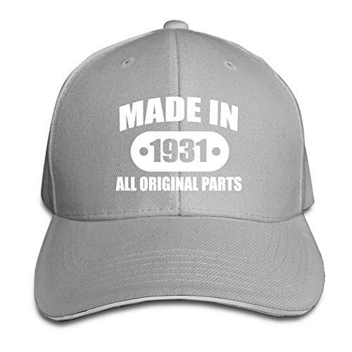 Made in 1931 All Original Parts Peaked Baseball Cap Hat Baseball Sun Hat Sandwich Cap Gray