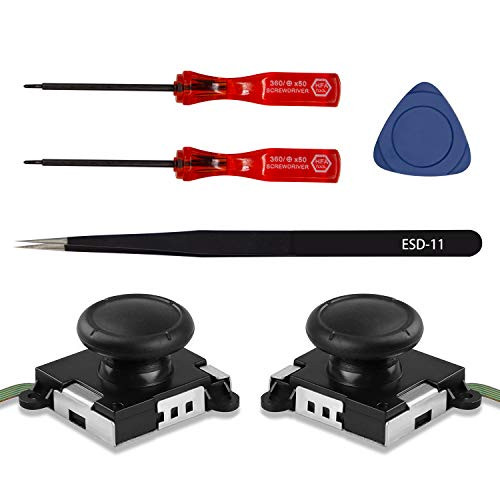 2-Pack Joy-Con 3D Replacement Analog Joystick Thumb Stick Compatible with Nintendo Switch Joy-Con Controller - Include Tri-Wing, Cross Screwdriver, Pry Tools