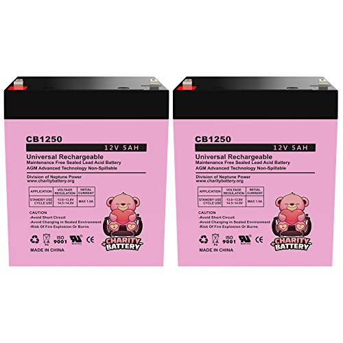 Ezip Scooter EZ3 Nano 12v 5Ah Replacement Electric Scooter SLA CB1250 by Charity Battery - 2 Pack