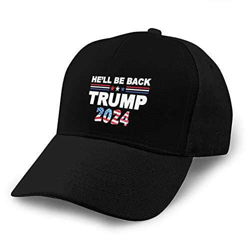 CAIJING Hell Be Back Trump 2024 Baseball Caps Adjustable Cap Unisex Hats Black CAIJING Hell Be Back Trump 2024 Baseball Caps Adjustable Cap Unisex Hats Black