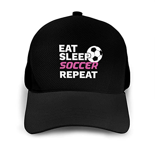 CAIJING Eat Sleep Soccer Repeat Baseball Caps Adjustable Cap Unisex Hats Black
