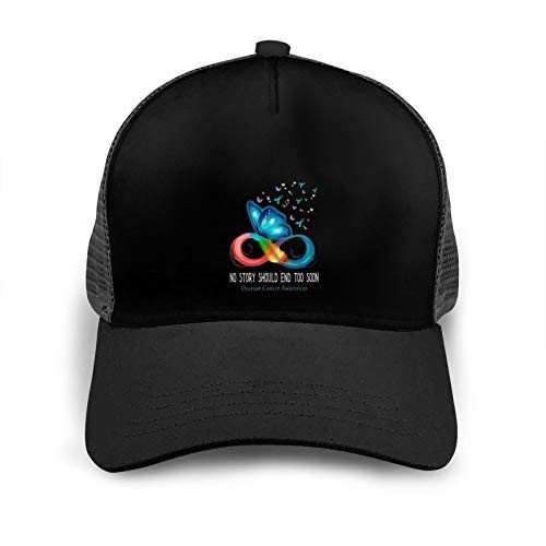 No Story Should End Too Soon Ovarian Cancer Awareness Support Ovarian Cancer Warrior Hat Adjustable Baseball Cap Unisex Washable Cotton Trucker Cap Dad Hat Black