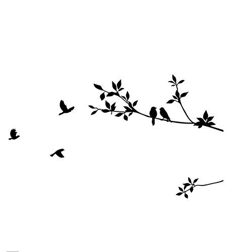 Tcplyn 1PCS Simply Wall Sticker Flying Bird and Tree Branch Wall Decal Home Decor Art Sticker for Bedroom Living Room Use