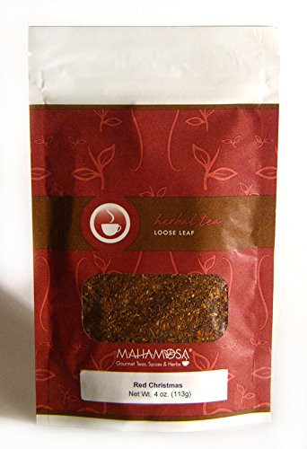 Mahamosa Red Christmas 4 oz - Rooibos Herbal Tea Blend Loose Leaf -Looseleaf- -with apple- cinnamon- orange- almond-