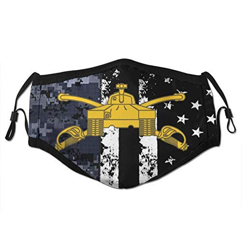 Army Armor Branch Insignia Military Veteran Washable Man Women's Reusable with Mouth Mask with Activated Carbon Filter
