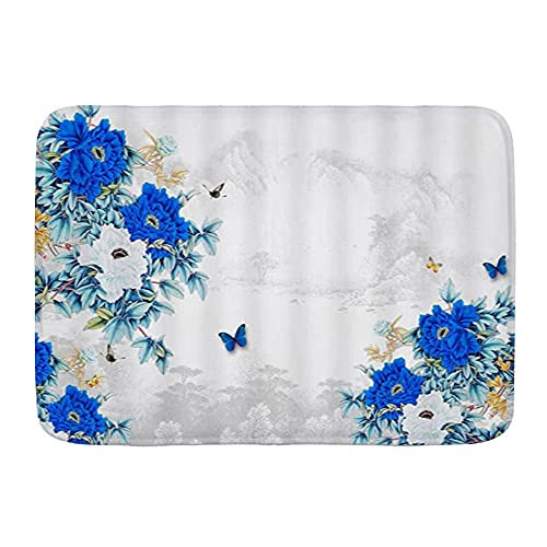 VINISATH Bathroom Rug Bath Mat-Blossom Peony Flower Branch Butterfly Foggy Mountain Forest Ink Painting-Water Absorbent Soft Microfiber Non Slip Bath Rugs Carpet Tub Shower Bath Room 29.5 X 17.5 VINISATH Bathroom Rug Bath Mat-Blossom Peony Flower Branch Butterfly Foggy Mountain Forest Ink Painting-Water Absorbent Soft Microfiber Non Slip Bath Rugs Carpet Tub Shower Bath Room 29.5 X 17.5