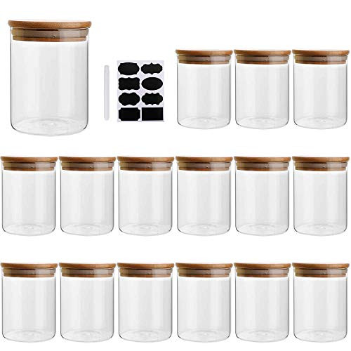 6oz/200ml Clear Glass Food Storage Containers Set Airtight Food Jars with Bamboo Wooden Lids Kitchen Canisters For Sugar- Candy- Cookie- Rice and Spice Jars - Set of 16 6oz/200ml Clear Glass Food Storage Containers Set Airtight Food Jars with Bamboo Wooden Lids Kitchen Canisters For Sugar- Candy- Cookie- Rice and Spice Jars - Set of 16
