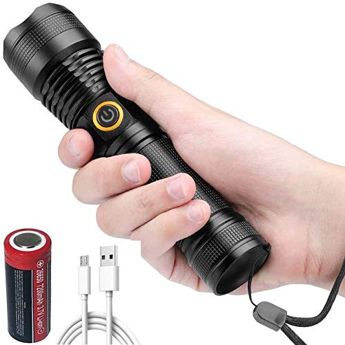 USB Rechargeable Flashlights 90000 High Lumen- Super Bright LED Tactical Flashlights with 26650 battery- zoomable- waterproof- durable- Handheld Flashlights for camping dog walking emergency USB Rechargeable Flashlights 90000 High Lumen- Super Bright LED Tactical Flashlights with 26650 battery- zoomable- waterproof- durable- Handheld Flashlights for camping dog walking emergency