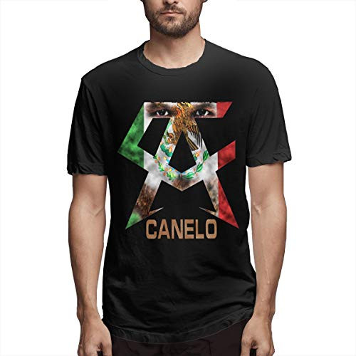 Men's Casual Canelo Alvarez Tee Shirt Short Sleeve O-Neck Cotton T-Shirt Sports Tops for Teens Plus Size Tshirts Black 5X-Large