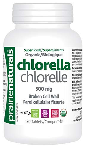 Prairie Naturals Organic Chlorella Broken Cell Wall Tablets- 180 Count