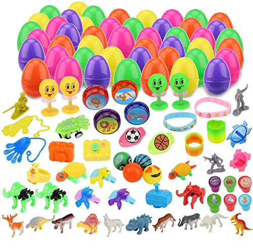 YEAHBEER 100 Pack Toys Filled Easter Eggs-Prefilled Plastic Easter Eggs with Different Kinds of Little Toys-for Easter Theme Party Favor-Basket Stuffers Fillers- Easter Eggs Hunt -100 Set-