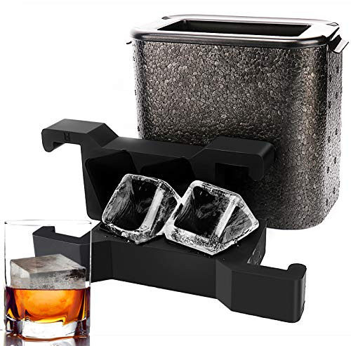 Large Clear Ice Cube Trays- Ticent Crystal Clear Ice Cube Maker - Square Ice Mold Jumbo Clear Ice Cube for Whiskey  and  Cocktail
