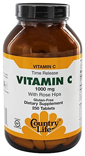 Country Life Vitamin C- 1000 mg- with RH- 250-Count