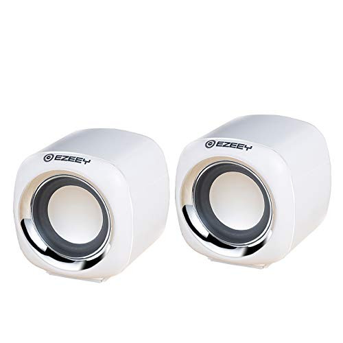 EZEEY A1 Computer Speaker, Mini Desktop Multimedia Notebook Computer, USB subwoofer Gift Sound, 360 Degree Stereo Surround Sound (Plated White)