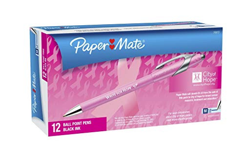Paper Mate 70672 FlexGrip Elite Retractable Ballpoint Pens, Medium Point, Pink Barrel, 12 Count