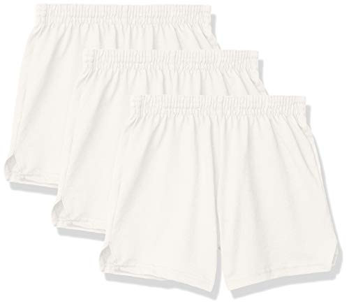 Soffe Girls' Authentic Cheer Short- White- X-Small -3-Pack-