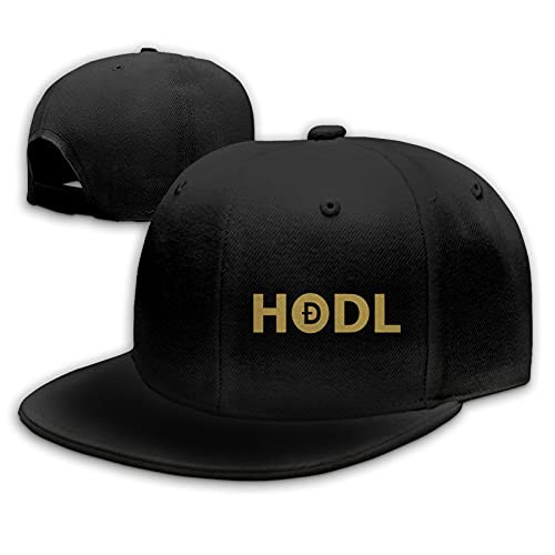 GRHTM Dogecoin HODL Hat Flat Bill Cap Snapback Hat Baseball Cap Hip Hop Hat Dad Hat Black