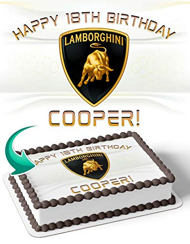 Cakecery Lamborghini Edible Cake Image Topper Personalized Birthday Cake Banner 1/4 Sheet