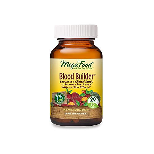 MegaFood- Blood Builder- Iron Supplement- Support Energy and Combat Fatigue without Nausea or Constipation- Non-GMO- Vegan- 90 Tablets