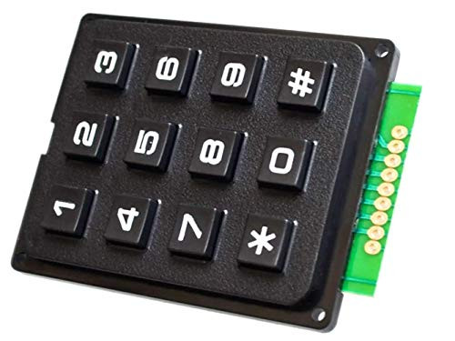 CANADUINO 3x4 Array Matrix Keypad- Hard Keys- Black- for Arduino etc.
