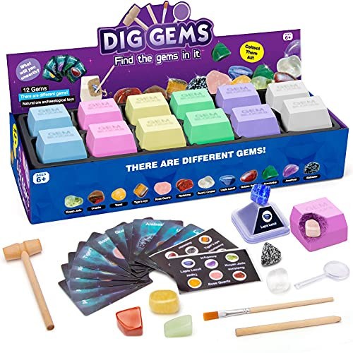 CIRO Gems Dig Science Experiments Kit- STEM Projects Educational Real Gemstones and Crystals Excavation Toys