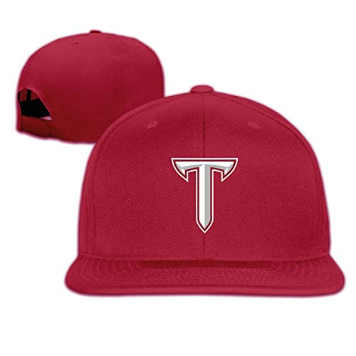 Troy University Football Trojans Hip Hop Caps Baseball Cap Flat Brim Baseball Cap Dark Red