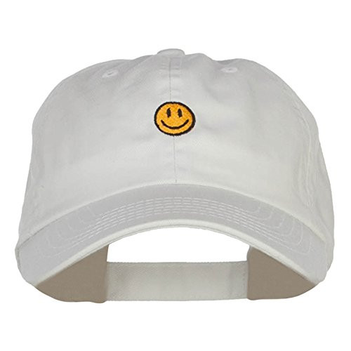 e4Hats.com Mini Smile Face Embroidered Pet Spun Cap - White OSFM