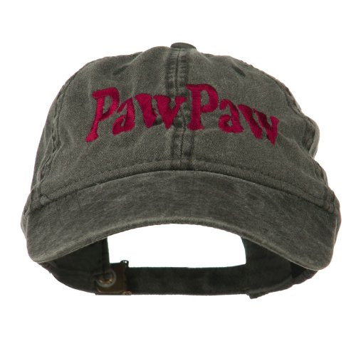 e4Hats.com Wording of Pawpaw Embroidered Washed Cap - Black OSFM