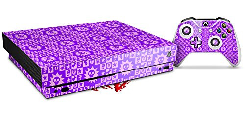 Skin Wrap for XBOX One X Console and Controller Gothic Punk Pattern Purple