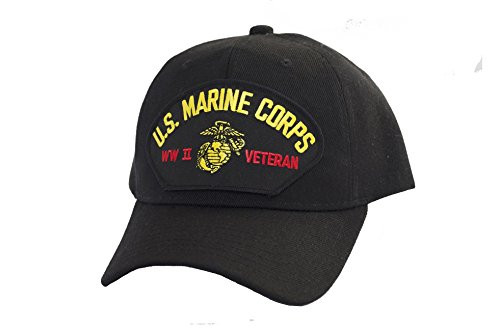 Military Productions US Marine Corps WWII Veteran Cap Black Military Productions US Marine Corps WWII Veteran Cap Black