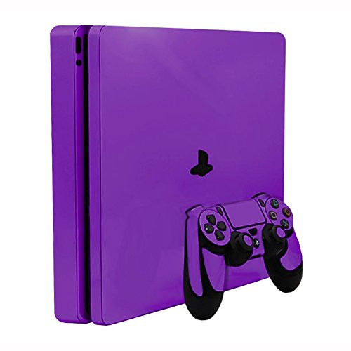 Poppin Purple Vinyl Decal Faceplate Mod Skin Kit for Sony PlayStation 4 Slim -PS4S- Console by System Skins