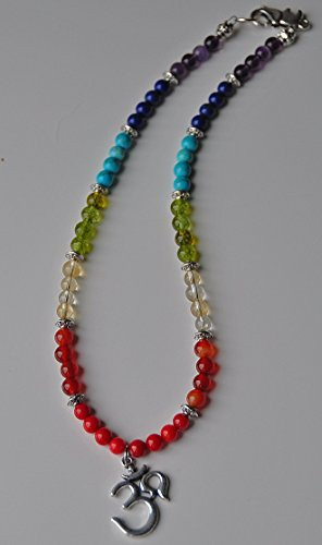 7 Chakra Balance Healing Meditation Reiki OM Yoga Necklace Mala