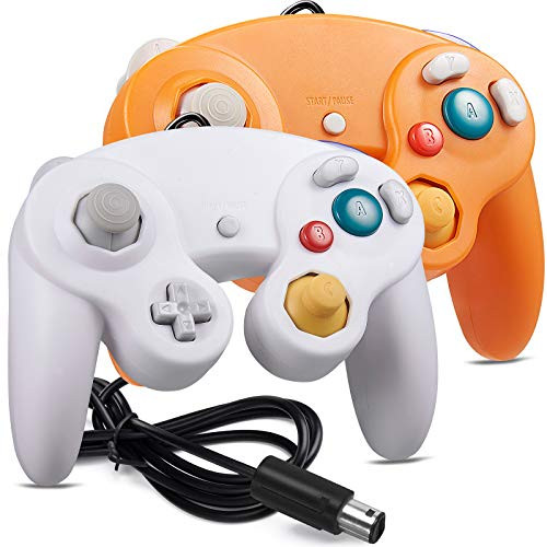 2 Pack iNNEXT Controller- GC NGC Classic Wired Controller Compatible with Wii Wii U Switch Video Game Console- 1.8m/5.9ft -Orange Plus White-