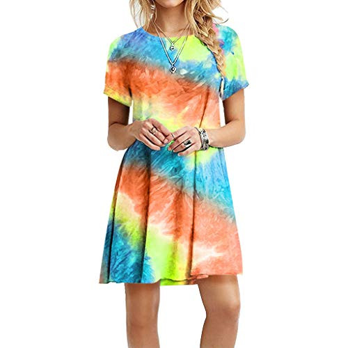Hotkey Summer Dresses for Women Tie-dye Printed Mini Dresses Casual T Shirt Dress Short Sleeve Loose Swing Party Dress Orange Hotkey Summer Dresses for Women Tie-dye Printed Mini Dresses Casual T Shirt Dress Short Sleeve Loose Swing Party Dress Orange