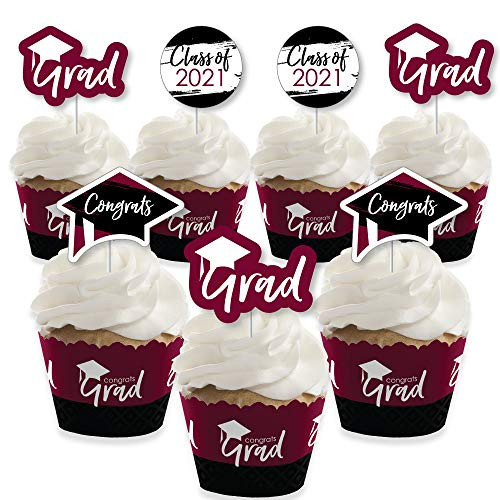 Big Dot of Happiness Maroon Grad - Best is Yet to Come - Cupcake Decoration - 2021 Burgundy Graduation Party Cupcake Wrappers and Treat Picks Kit - Set of 24 Big Dot of Happiness Maroon Grad - Best is Yet to Come - Cupcake Decoration - 2021 Burgundy Graduation Party Cupcake Wrappers and Treat Picks Kit - Set of 24