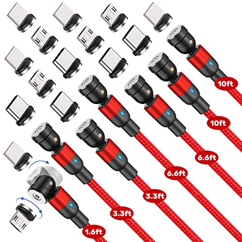 360 and 180 Rotation Magnetic Charging Cable-7-Pack- 1.6ft/3.3ft/3.3ft/6.6ft/6.6ft/10ft/10ft-- A.S Magnetic USB Cable- 3 in 1 Magnetic Phone Charger Compatible with Micro USB- Type C 360 and 180 Rotation Magnetic Charging Cable-7-Pack- 1.6ft/3.3ft/3.3ft/6.6ft/6.6ft/10ft/10ft-- A.S Magnetic USB Cable- 3 in 1 Magnetic Phone Charger Compatible with Micro USB- Type C