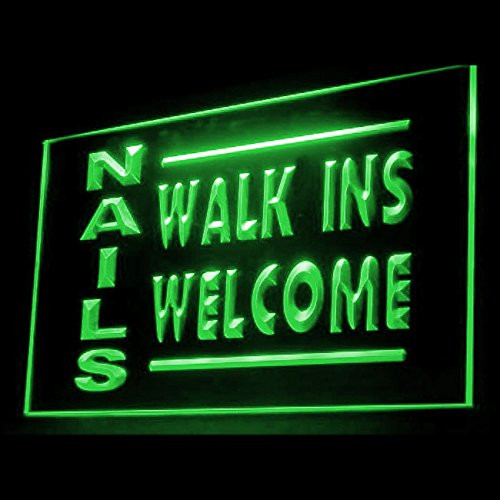 160025 NAILS Walk Ins Welcome Polish Trend Finger Display LED Light Neon Sign