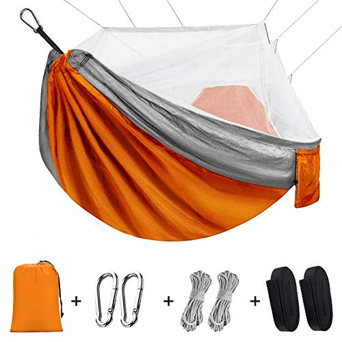 Camping Hammock with Mosquito Net- Yolife Lightweight Portable Nylon Hammock- Double and Single Parachute Hammock with Tree Straps for Travel- Beach- Backpacking- Backyard- Patio- Hiking- Survival Camping Hammock with Mosquito Net- Yolife Lightweight Portable Nylon Hammock- Double and Single Parachute Hammock with Tree Straps for Travel- Beach- Backpacking- Backyard- Patio- Hiking- Survival
