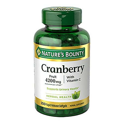 Nature's Bounty Cranberry 4200 mg With Vitamin C Herbal Supplement Softgels - 250 ct- Pack of 2