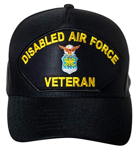 United States Disabled Air Force Veteran Emblem Patch Hat Navy Blue Baseball Cap
