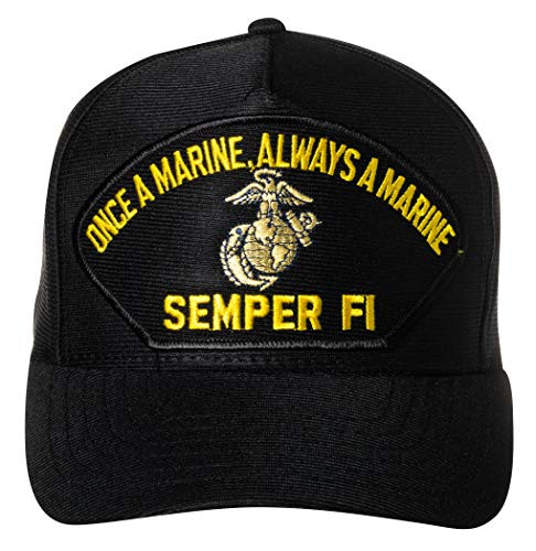 United States Once A Marine Always A Marine Semper Fi Emblem Patch Hat Black Baseball Cap