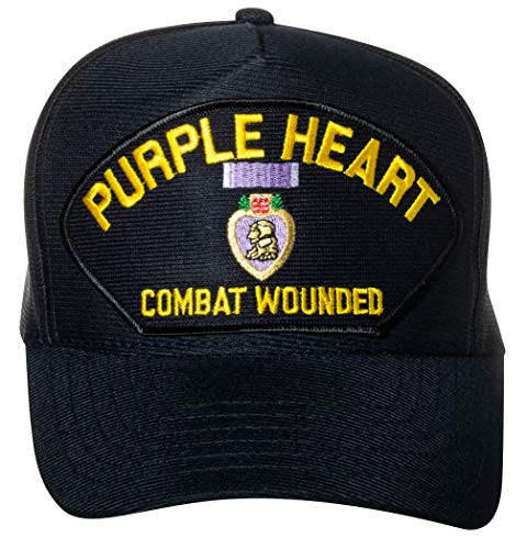 United States Purple Heart Combat Wounded Emblem Patch Hat Navy Blue Baseball Cap