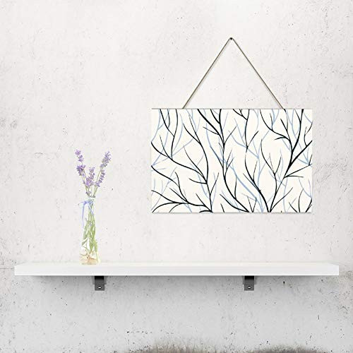 10inch x 16inch Wood Wall Hanging Plaque Sign- Branch Leaf Line Pattern Plant White Tree Twig- Housewarming Wood Sign- Home Wall Decor- Signs for Living Room/Bar/Farmhouse