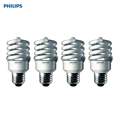 Philips 433557 100-watt Equivalent, Bright White (6500K) 23 Watt Spiral CFL Light Bulb, 4-Pack