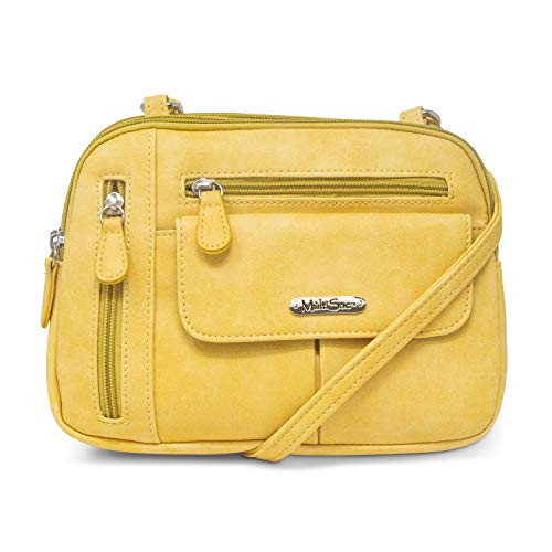 MultiSac Zippy Triple Compartment Crossbody Bag- Buttercup -Vintage Nappa-