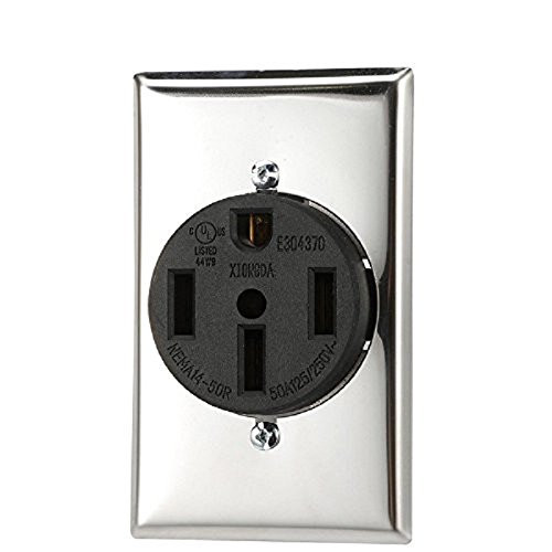 Dryer Receptacle NEMA 14-50R 3 Pole 4 Wire 125 250V AC 50 Amp Flush Mount Female Heavy Duty Receptacle with Installing Screws and Stainless Cover Dryer Receptacle NEMA 14-50R 3 Pole 4 Wire 125 250V AC 50 Amp Flush Mount Female Heavy Duty Receptacle with Installing Screws and Stainless Cover