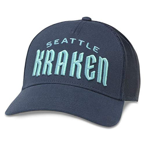 AMERICAN NEEDLE Seattle Kraken NHL Baseball Hat- Structured Fit with Mesh Sides and Curved Brim- Adjustable Snapback Trucker Dad Cap- Valin Collection- Navy -42962B-SEK-NAVY- AMERICAN NEEDLE Seattle Kraken NHL Baseball Hat- Structured Fit with Mesh Sides and Curved Brim- Adjustable Snapback Trucker Dad Cap- Valin Collection- Navy -42962B-SEK-NAVY-