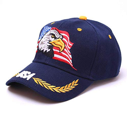 Adjustable Patriotic USA Eagle and American Flag Baseball Cap 3D Embroidery Dad Hat Navy